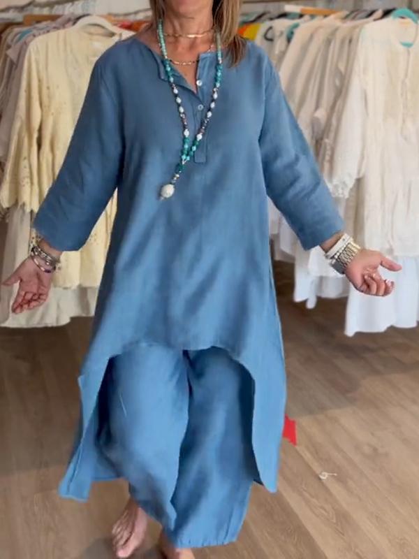 Stacey | Damenleinenanzug in Einheitsfarbe