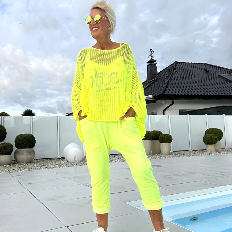 Lynda | Damen-Jumpsuit mit Buchstabendruck + hohler Kittel-Freizeitanzug