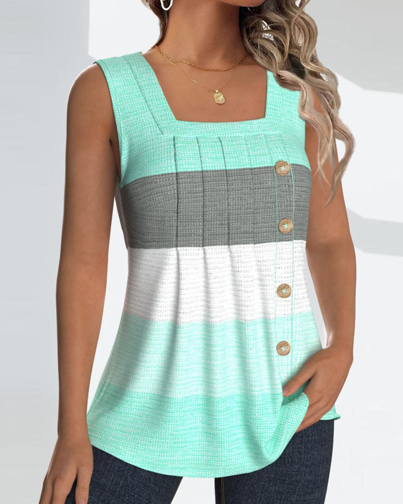 Cedra | Gestreiftes Tanktop mit Knöpfen