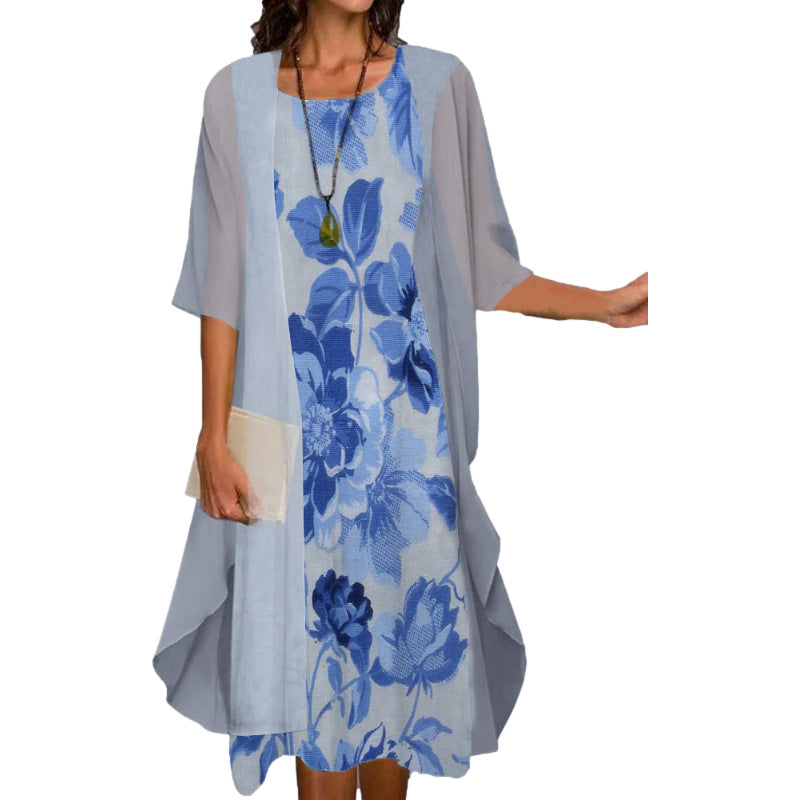 Claire | Damen zweiteiliges Blumenprint Kostümkleid