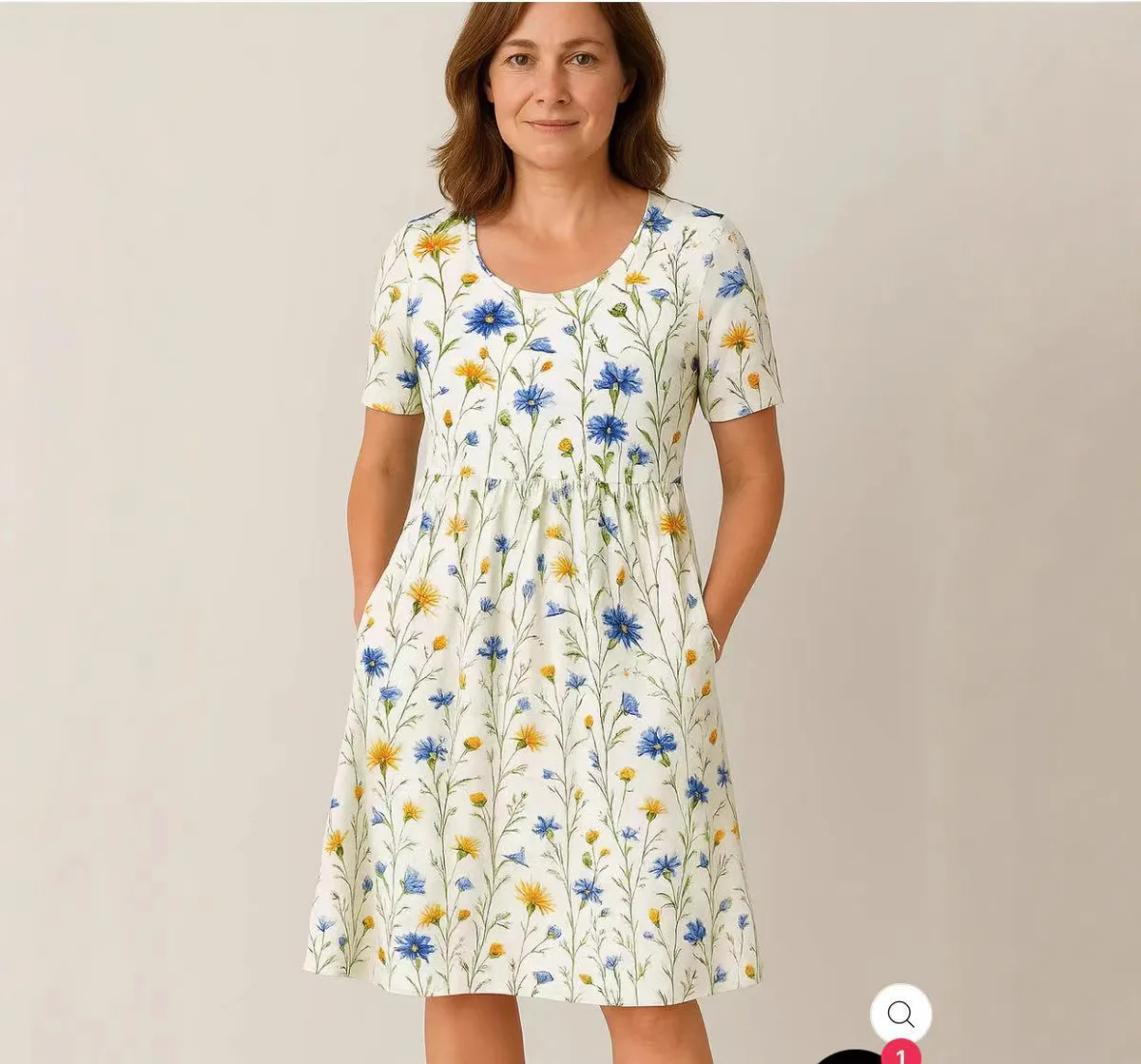 Caroline | Stilvolles und lässiges Blumenkleid mit Taschen