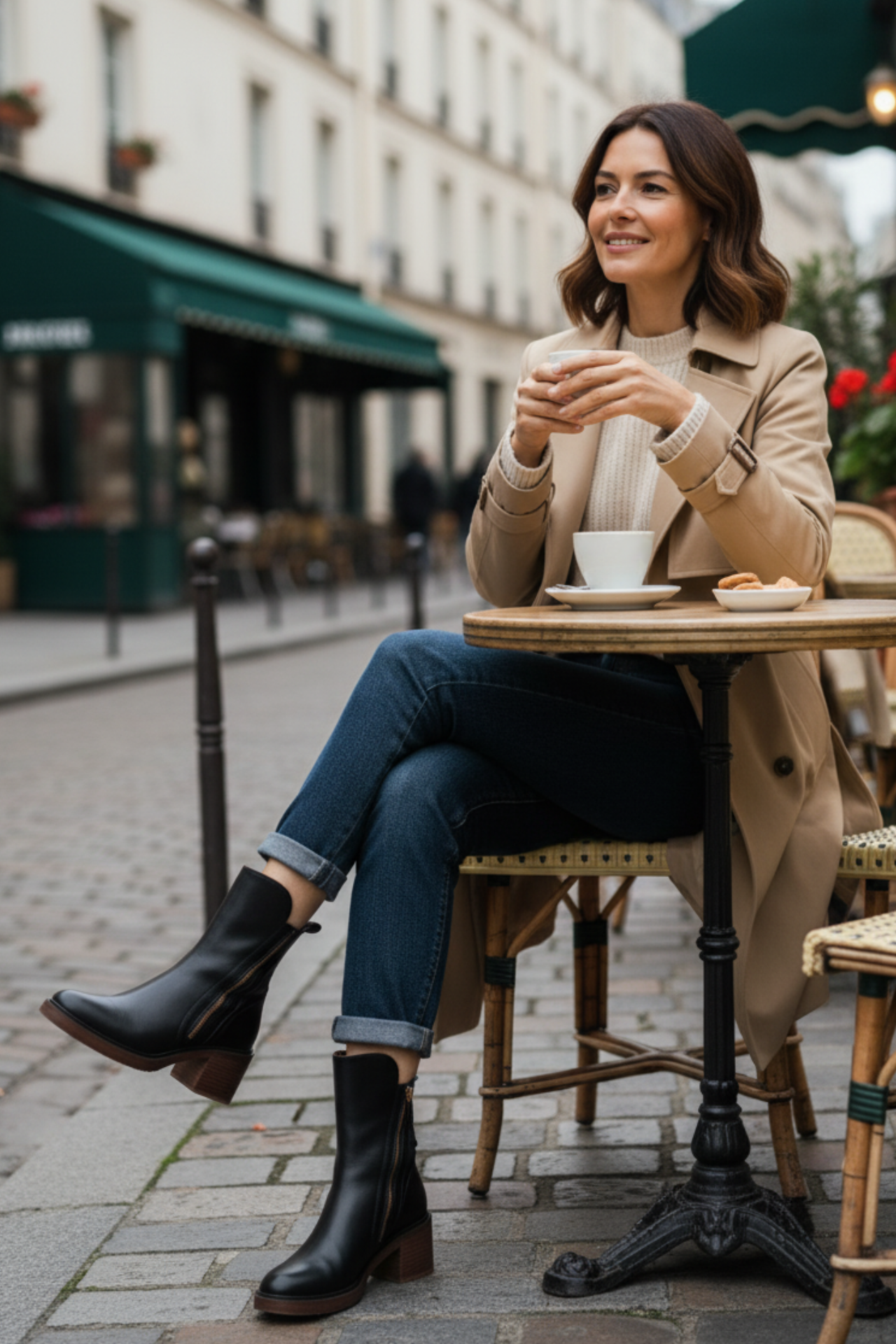 Lilith | Schwarzer Lederstiefel mit bequemem Absatz, elegant und zeitlos