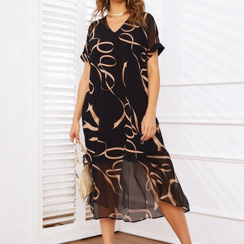 Agatha | Flowing maxi dress with a V-neck and print