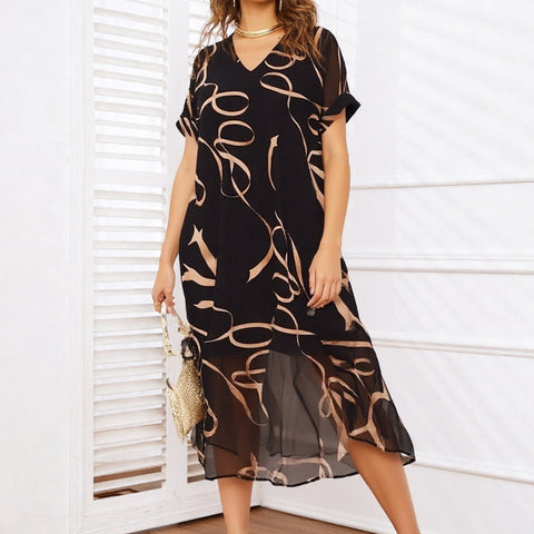 Agatha | Flowing maxi dress with a V-neck and print