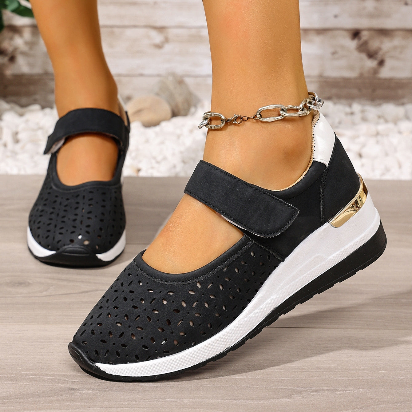 Constance | Damen atmungsaktive, leichte, verstellbare, orthopädische Plateausneaker