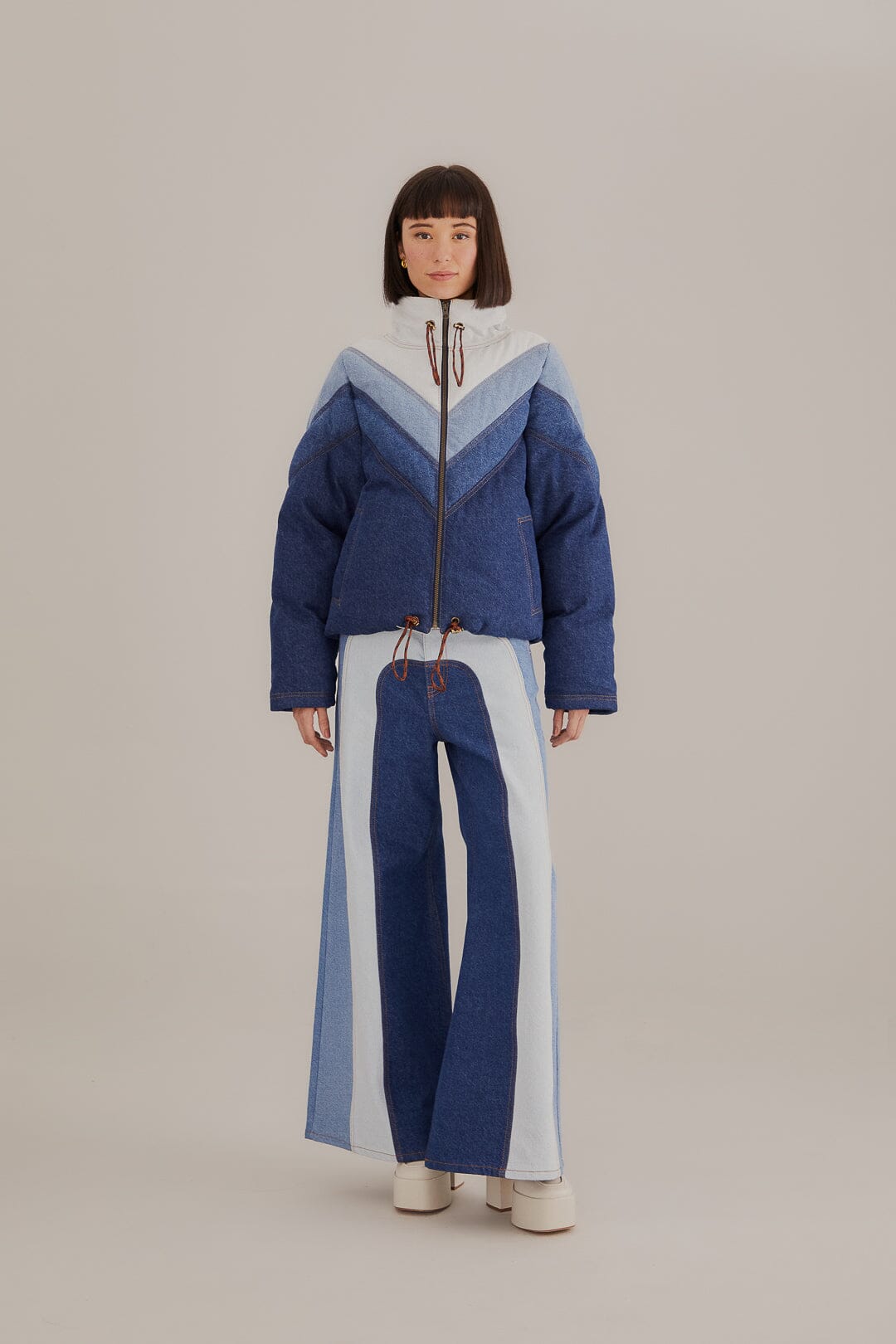 Nico | Patchwork-Denim-Weitgeschnittene Hose