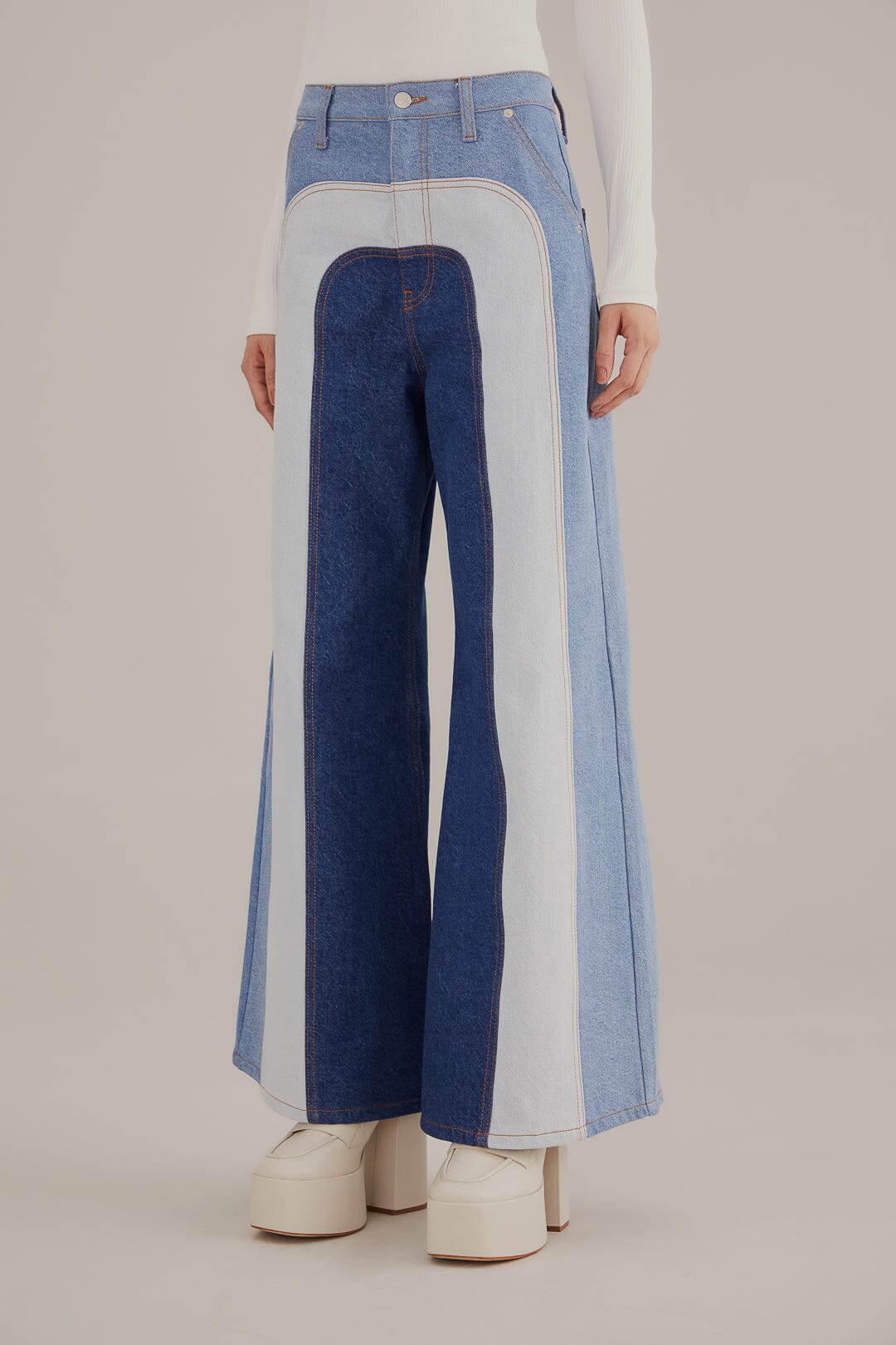 Nico | Patchwork-Denim-Weitgeschnittene Hose
