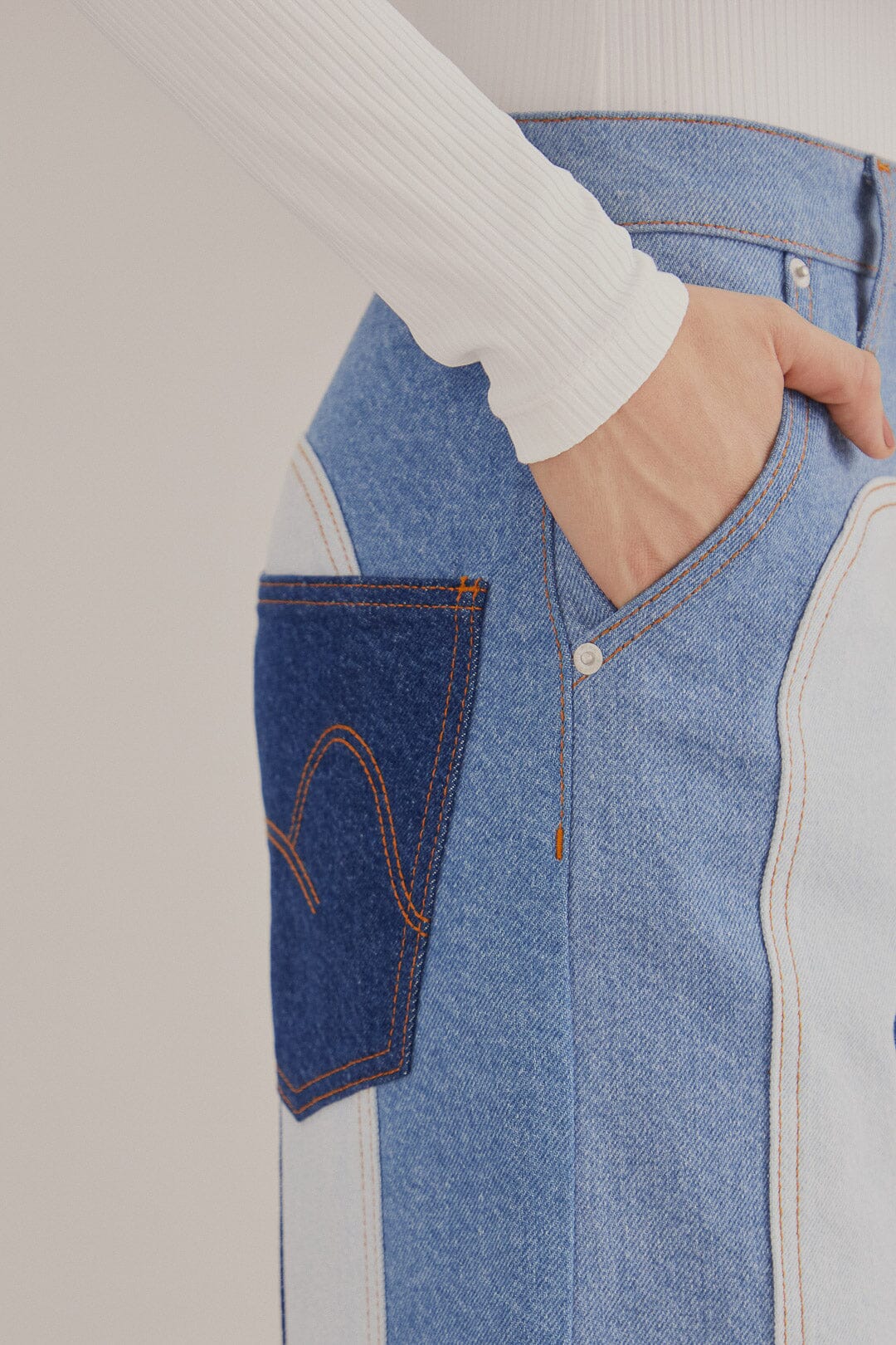 Nico | Patchwork-Denim-Weitgeschnittene Hose