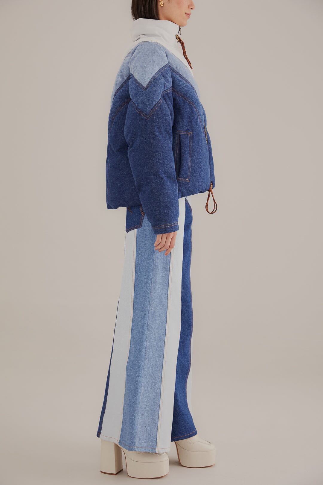 Nico | Patchwork-Denim-Weitgeschnittene Hose