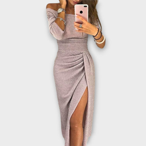 Cheyenne | Damen Off-Shoulder Abendkleid mit Schlitz