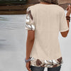 Claire | Patchwork-Bluse mit Blattdruck