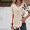 Claire | Patchwork-Bluse mit Blattdruck