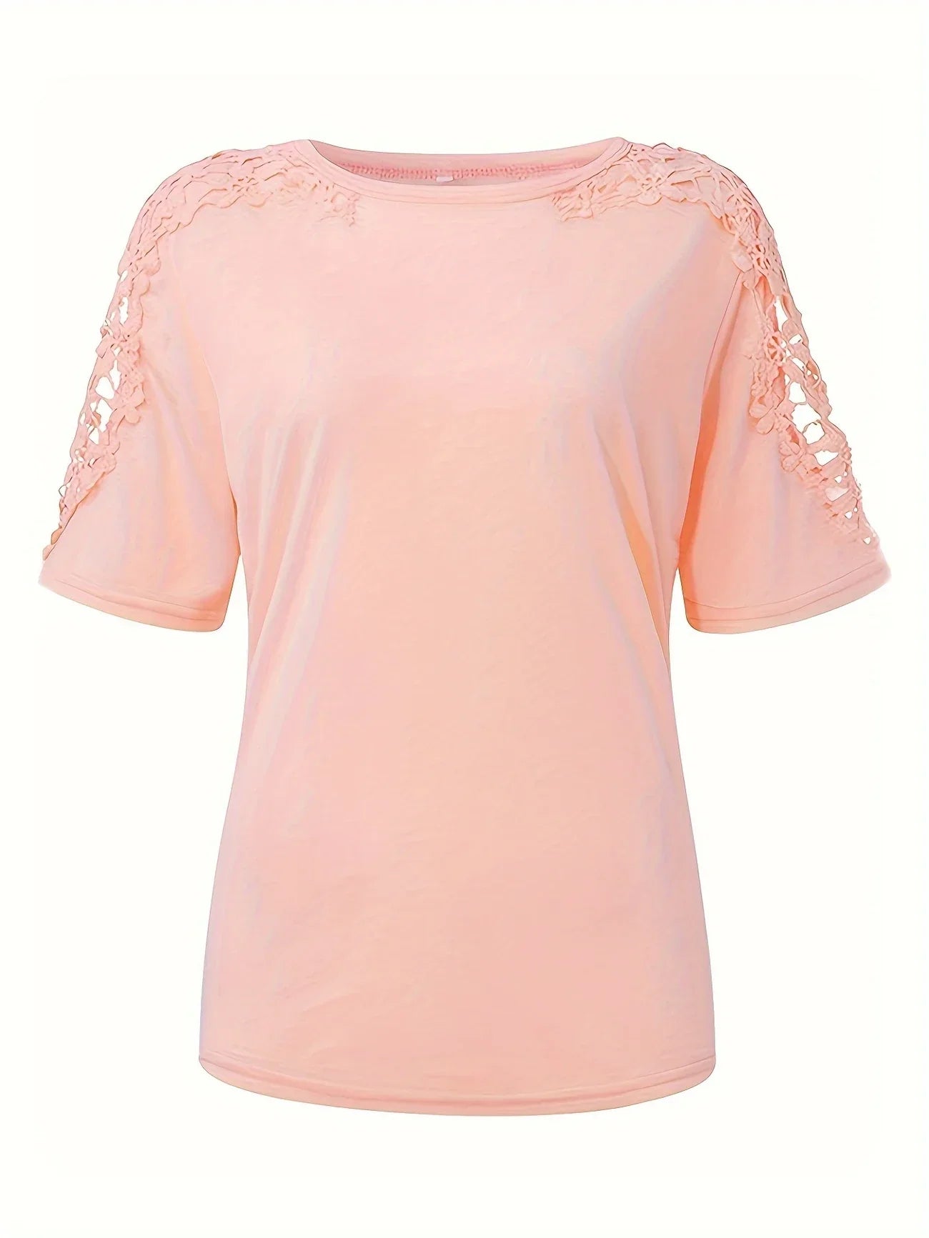 Addison | Elegantes Spitzen-Kurzarm-T-Shirt – Pastellfarben, Sommer, Damen