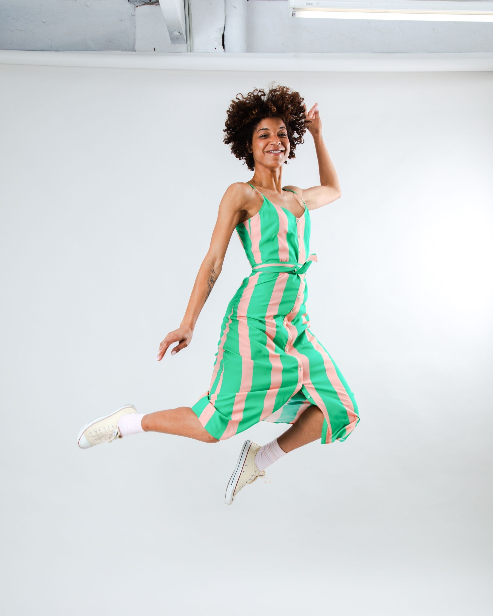 Kala | Farbblock Trägerkleid Grün