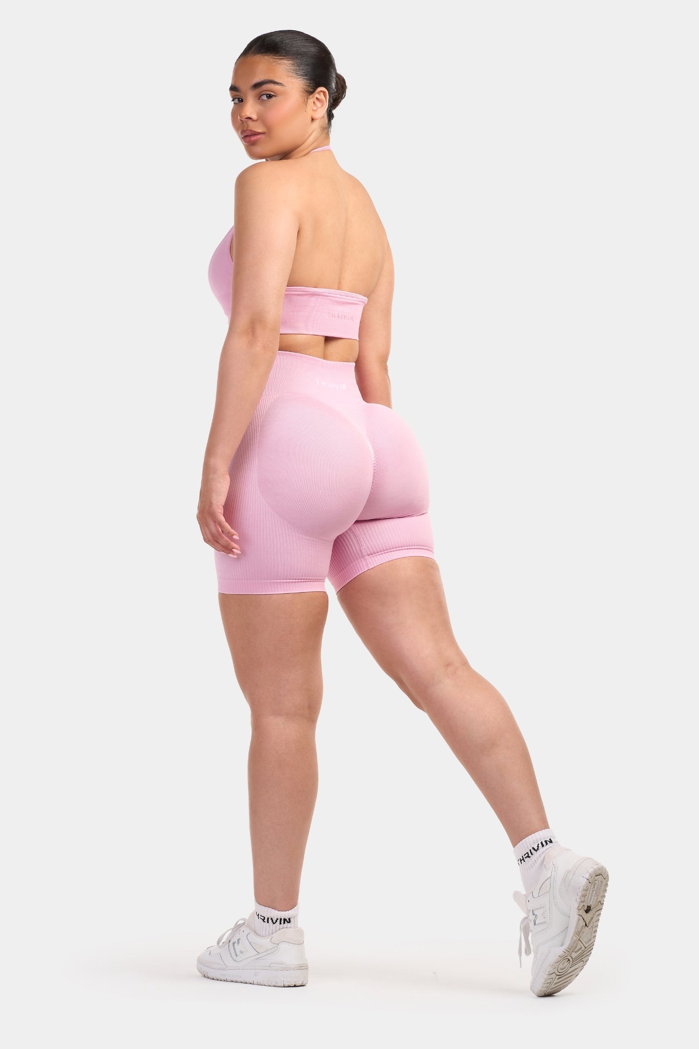 Janice | Nahtlose Sculpt Rippen-Kontur-Shorts | Pink