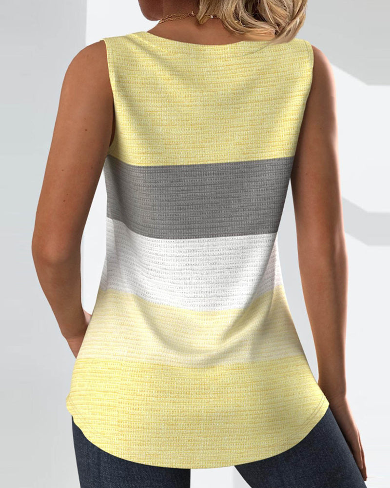 Cedra | Gestreiftes Tanktop mit Knöpfen