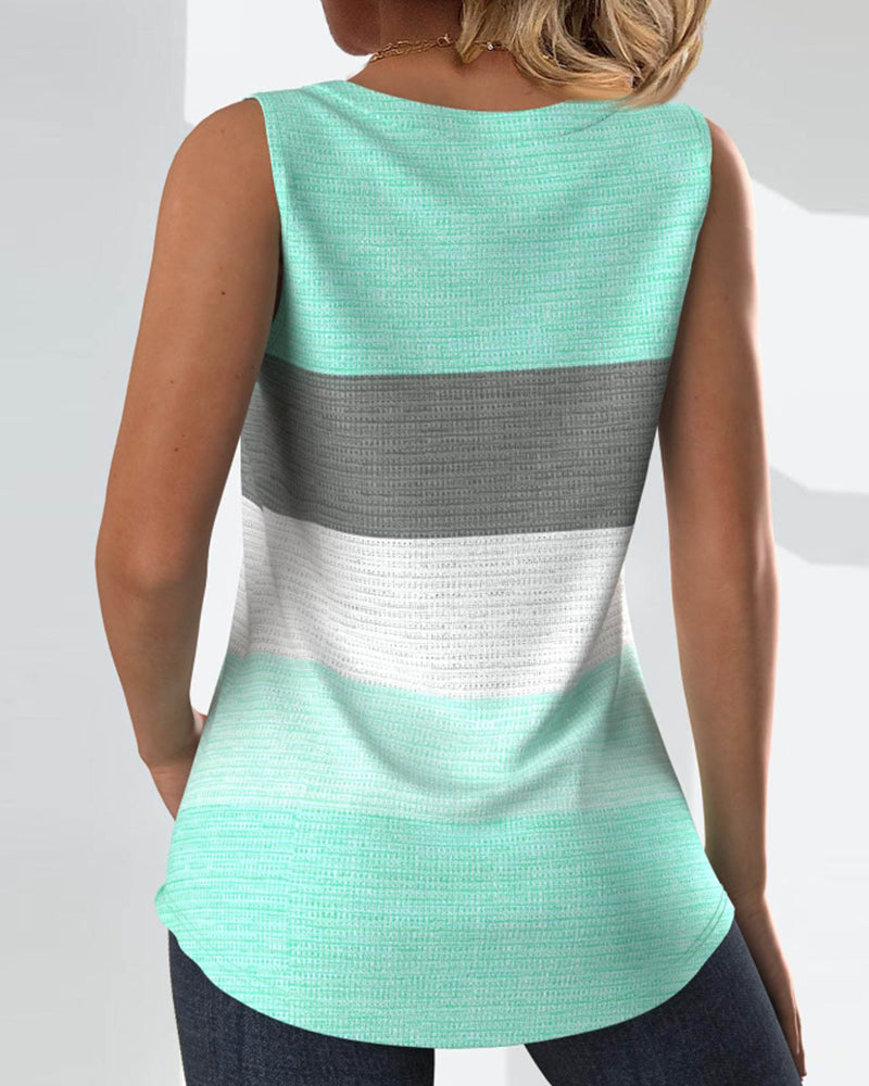 Cedra | Gestreiftes Tanktop mit Knöpfen