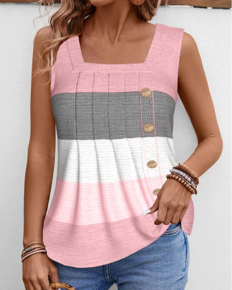 Cedra | Gestreiftes Tanktop mit Knöpfen