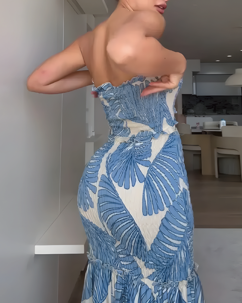 Marklyn | Vivica Blumen-Smock-Maxi-Kleid