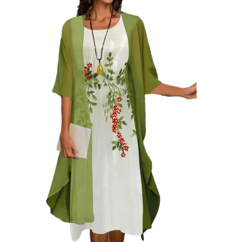 Claire | Damen zweiteiliges Blumenprint Kostümkleid