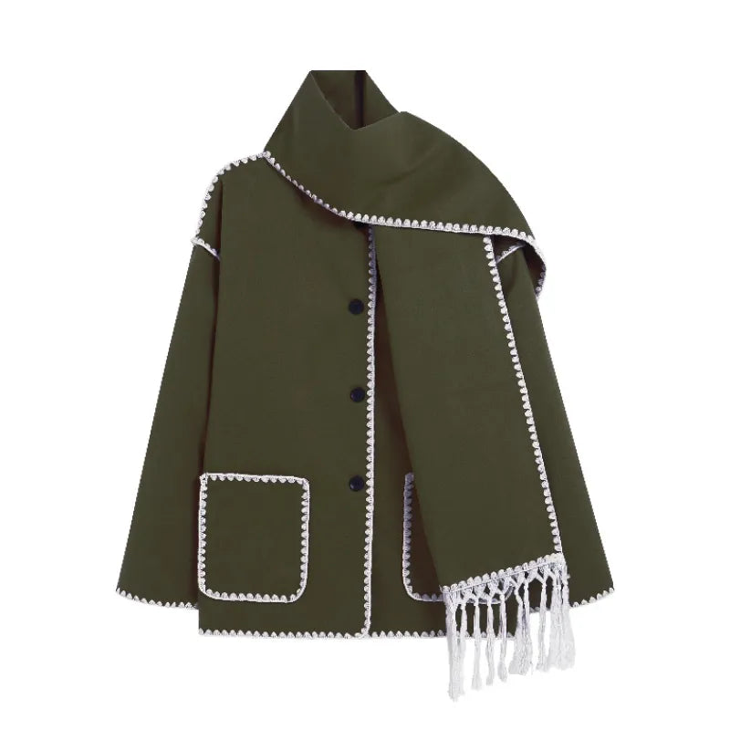 LISE | Eleganter Mantel mit integriertem Schal