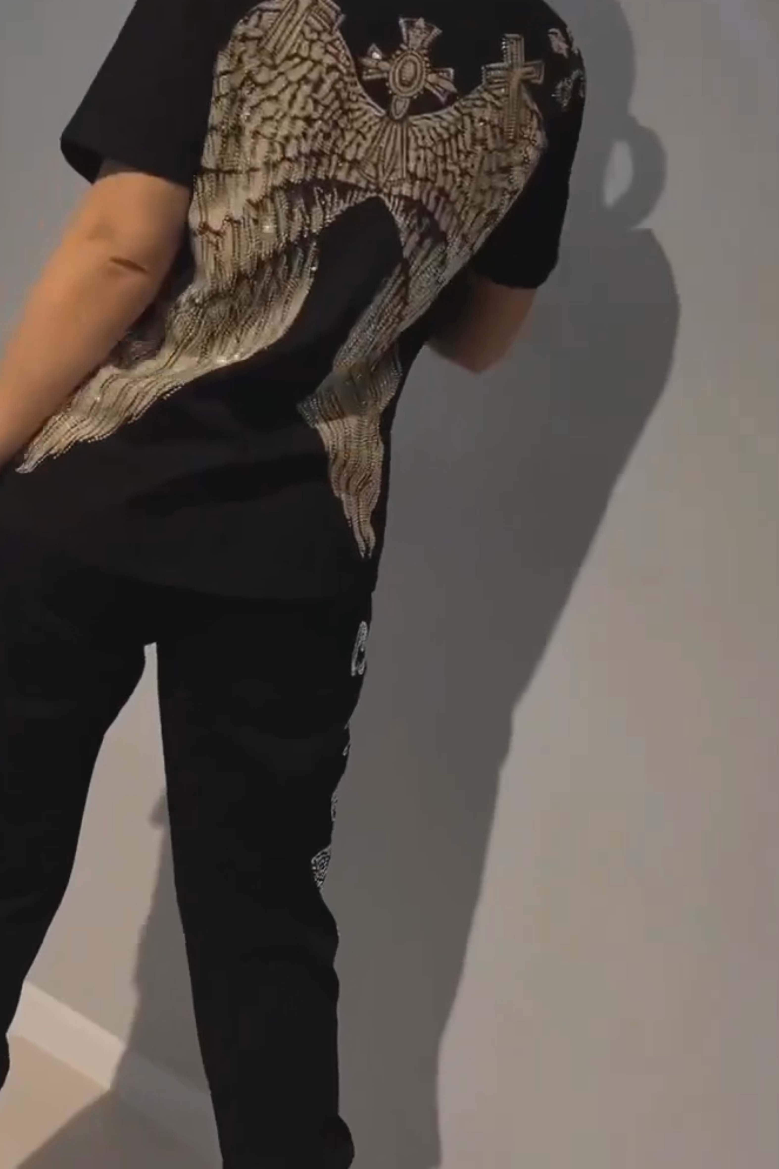 Fatima | Zweiteiliges Damenset Top und Hose im modischen Rautenmuster