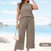 August |  Lässiger Zweiteiler für Damen: Ärmelloses Top & weite Hose
