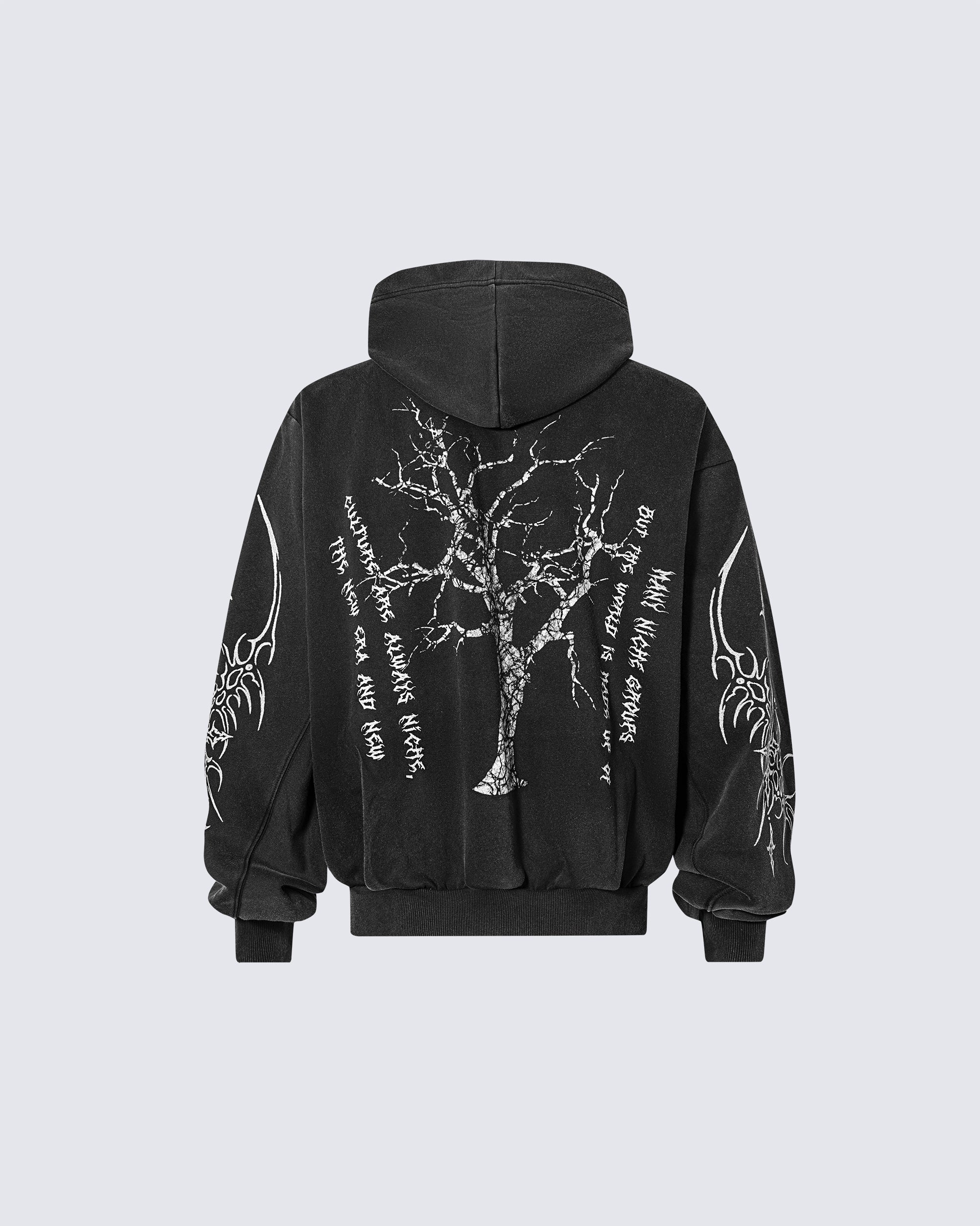Brayden | Gotische Baum Grafik Übergroße Kapuzenjacke