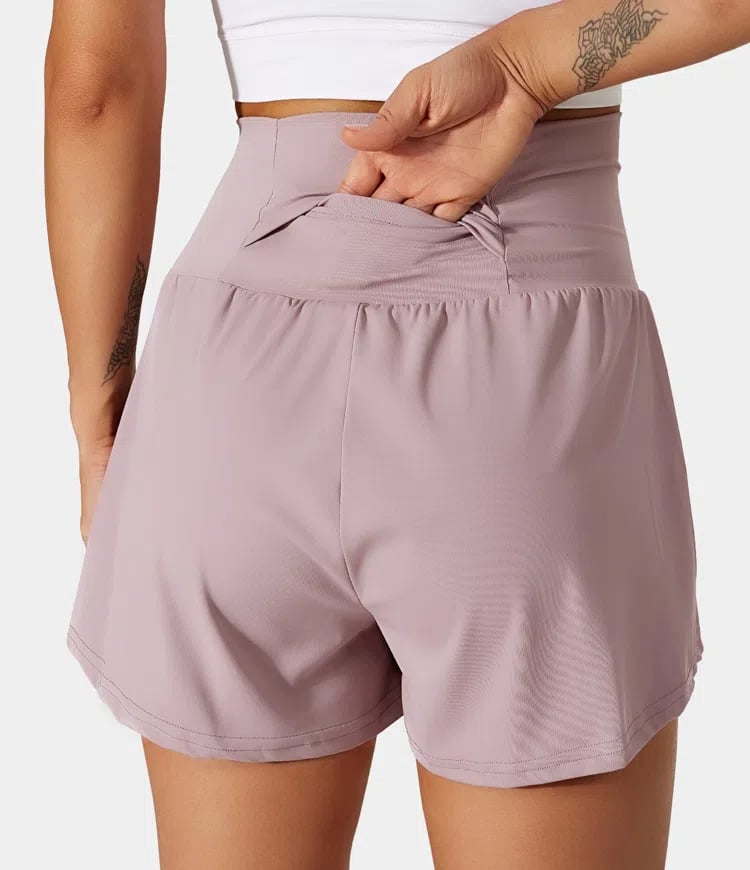 Laurel |  2-in-1-Yogashorts mit hoher Taille und Seitentaschen