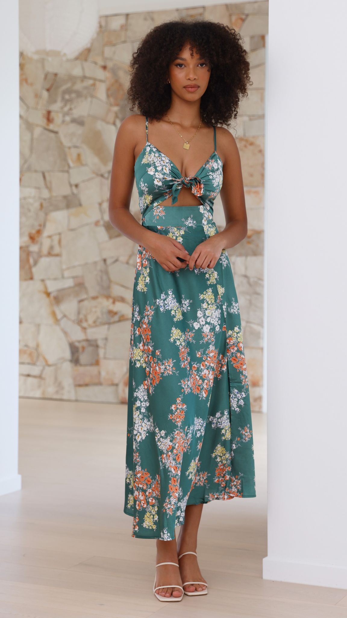 Titus | Dreamers Midi-Kleid - Grüne Blumen