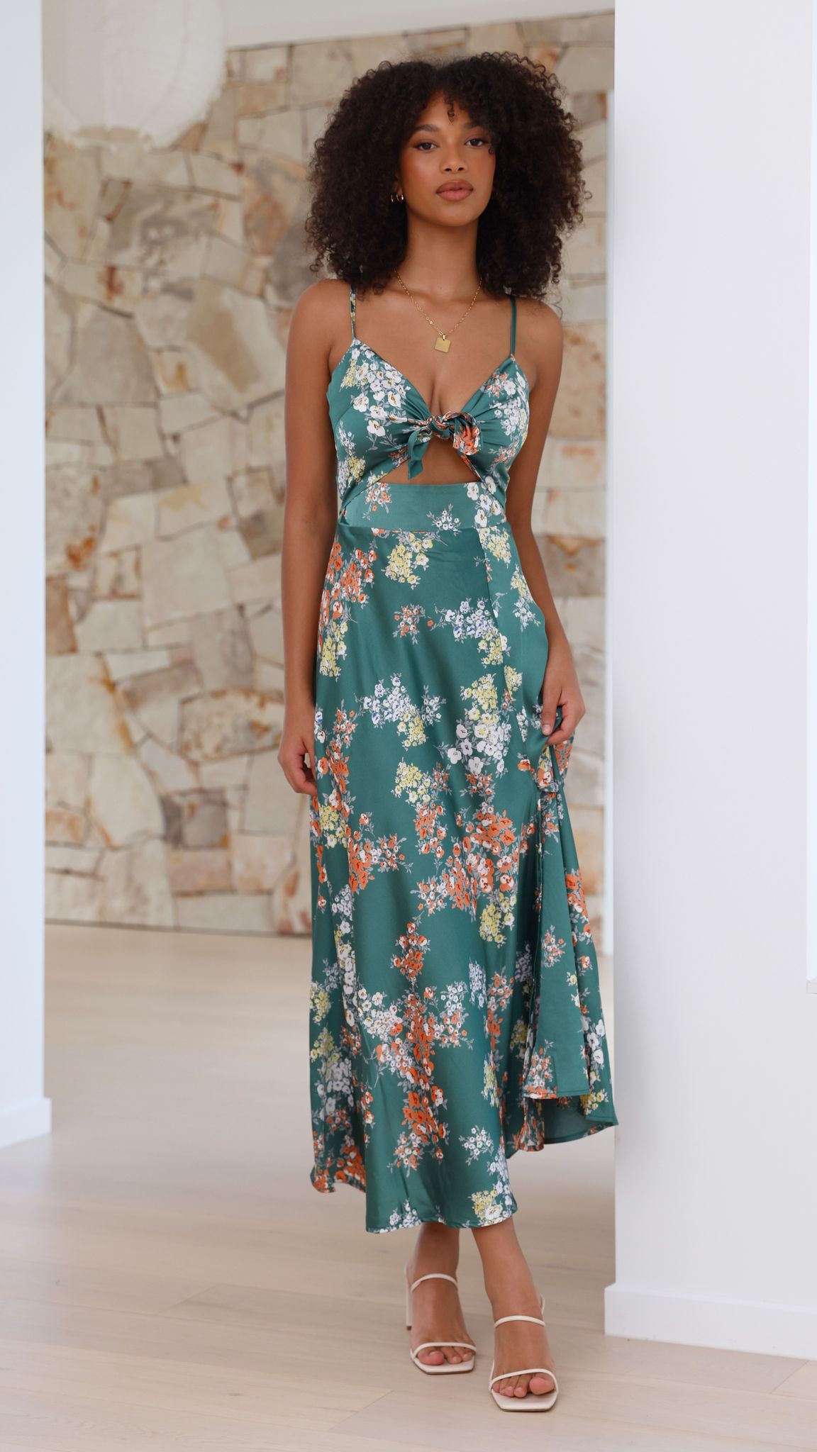 Titus | Dreamers Midi-Kleid - Grüne Blumen