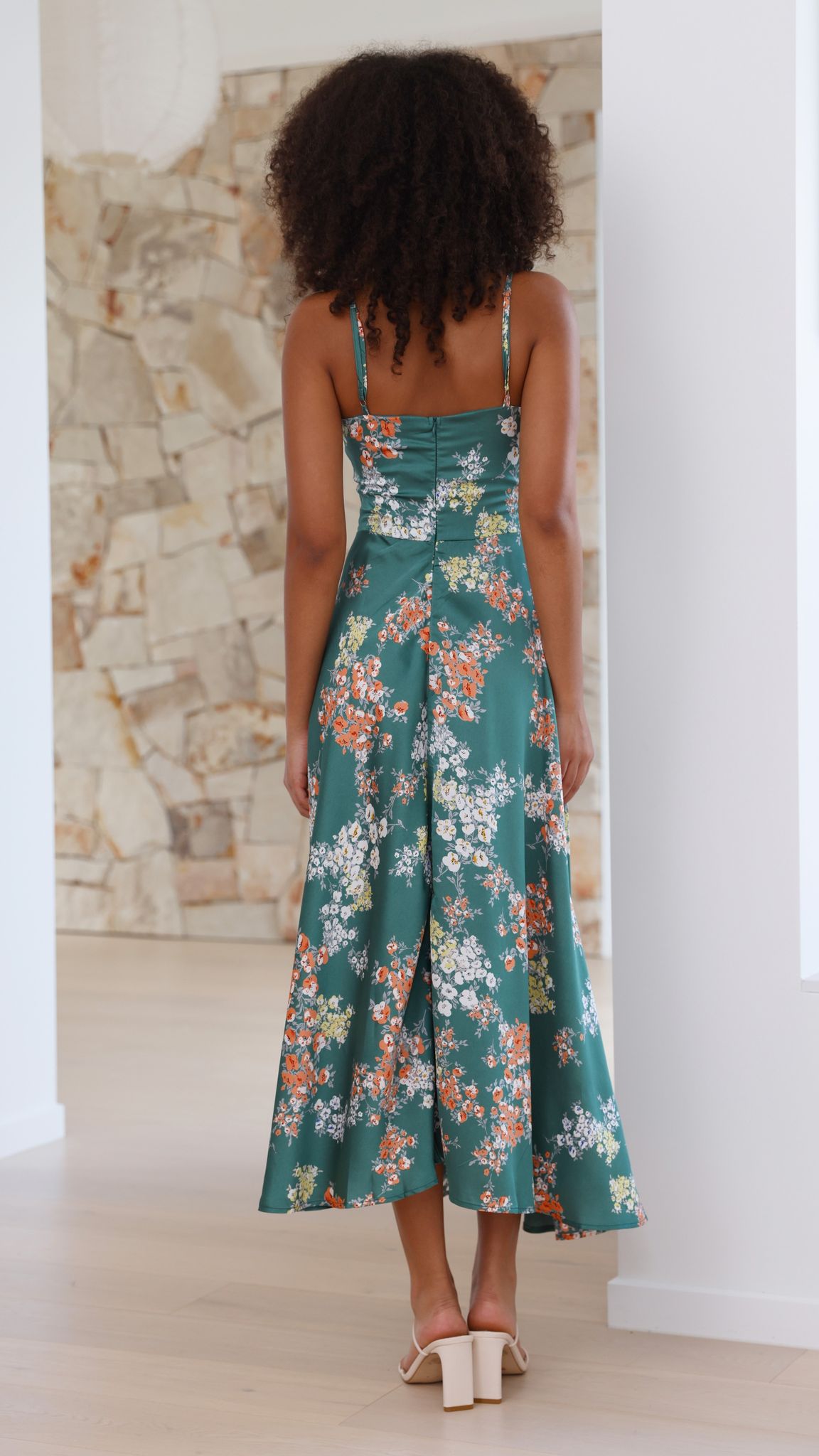 Marshall | Dreamers Midi-Kleid - Grüne Blumen