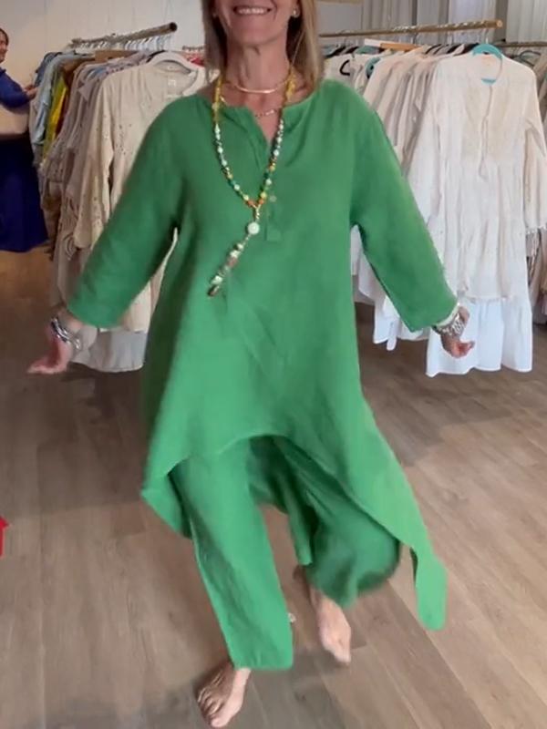 Stacey | Damenleinenanzug in Einheitsfarbe