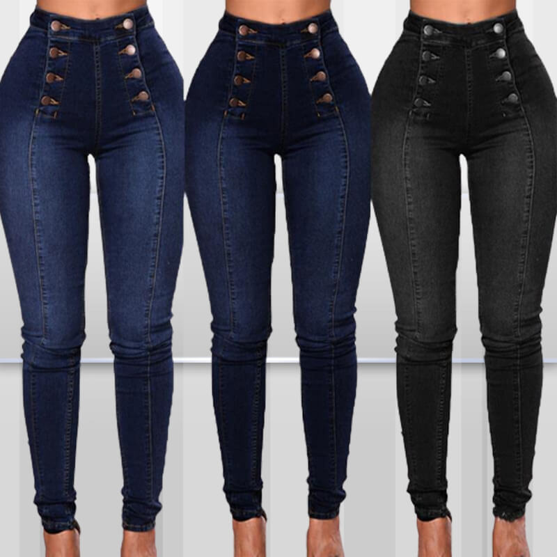 Santosa | Skinny-Jeans mit Doppelreißverschluss und hoher Taille