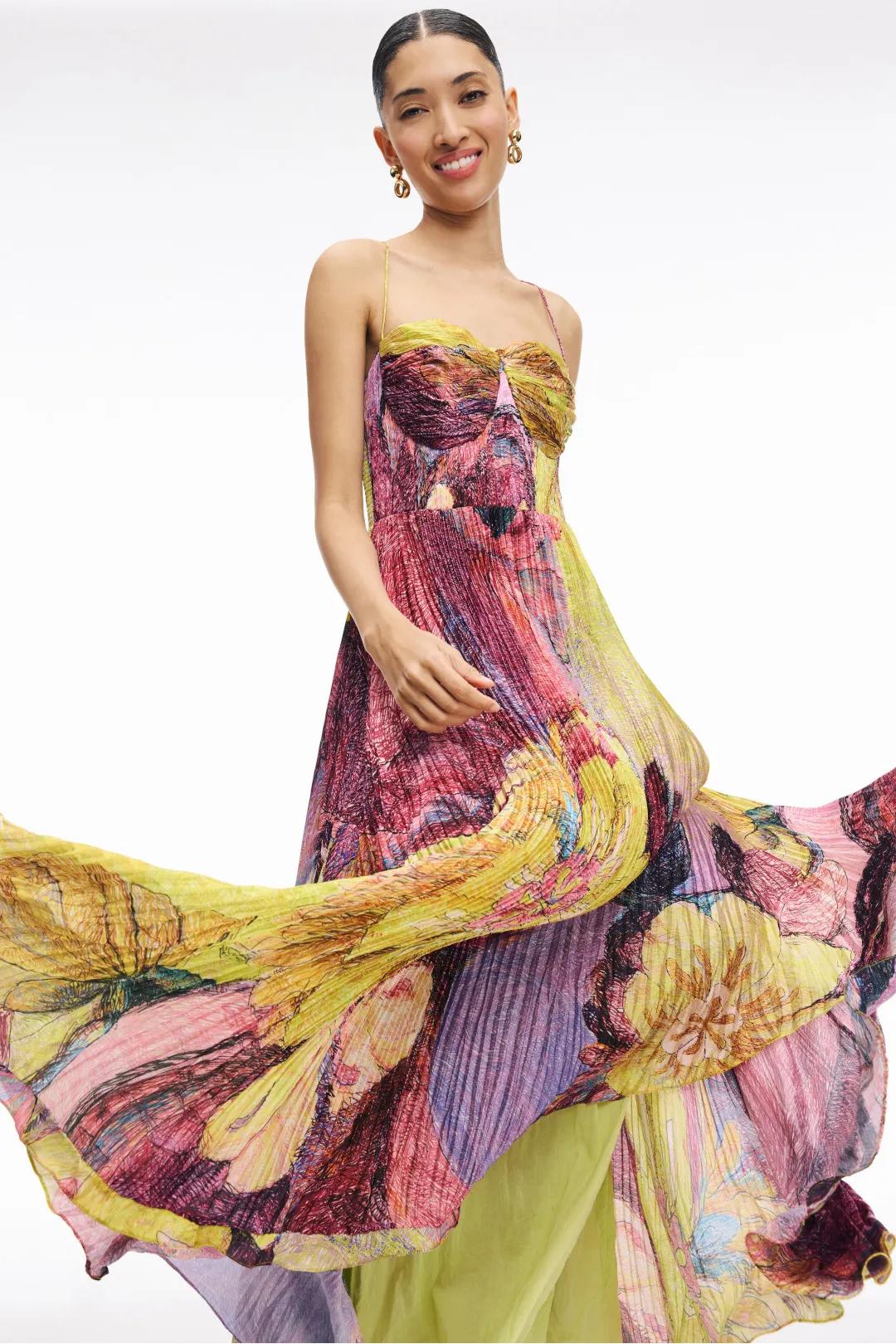 Rick | Kiara Maxikleid mit Multicolor-Ikat-Print