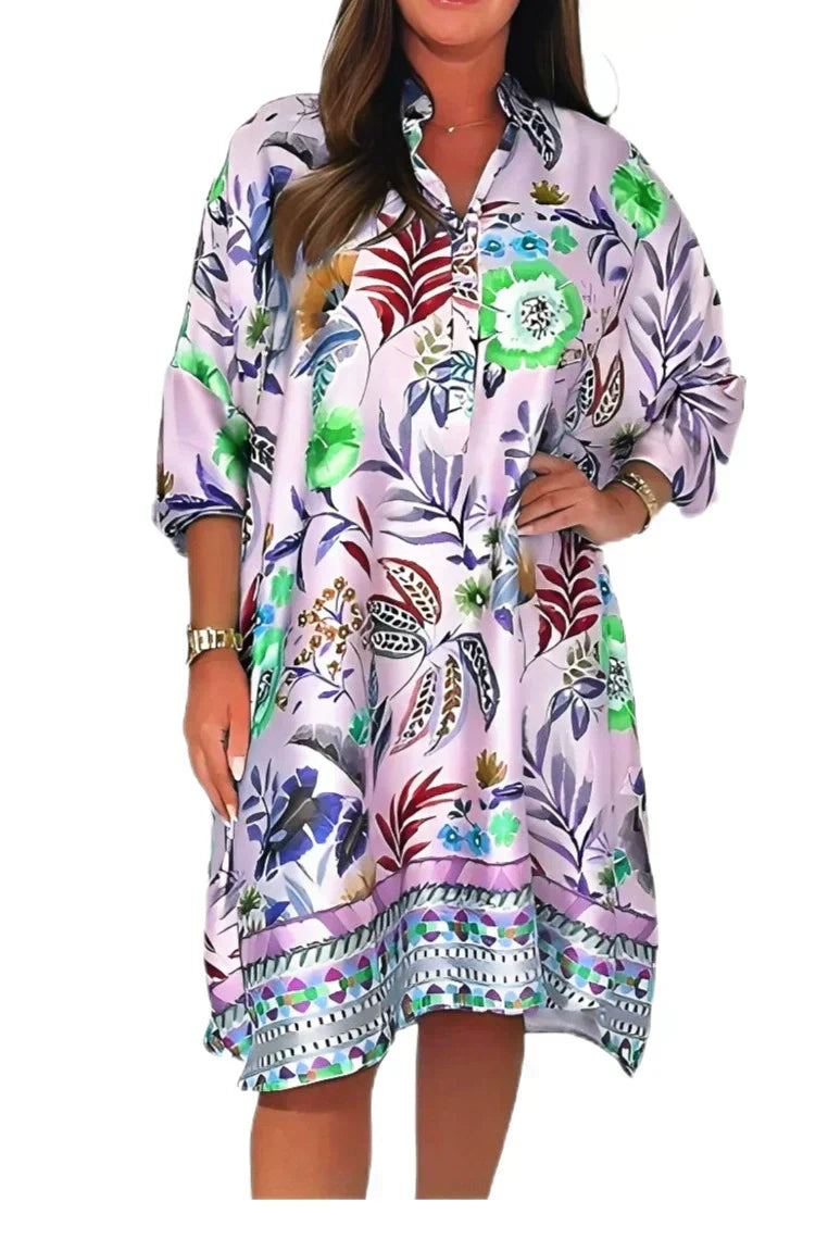 Coraline | Gedrucktes Satin-Kleid