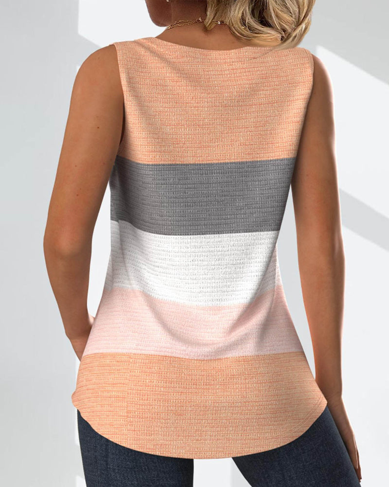 Cedra | Gestreiftes Tanktop mit Knöpfen