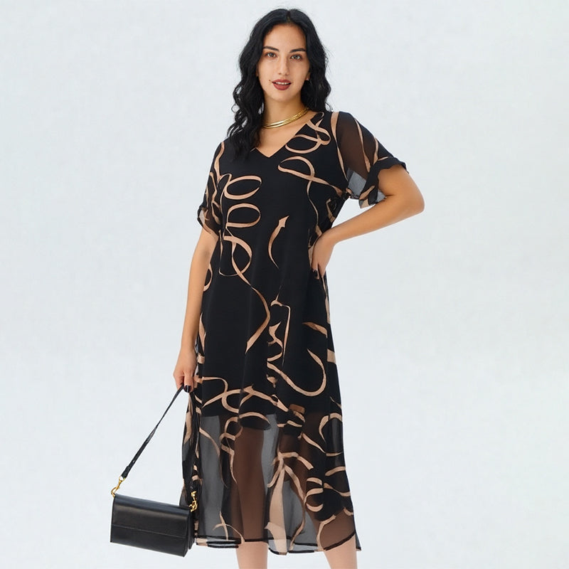 Agatha | Flowing maxi dress with a V-neck and print