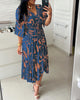 Catty |  V-ausgeschnittener Taillendruck bedrucktes Kleid