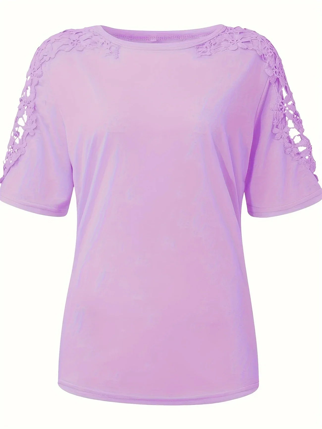 Addison | Elegantes Spitzen-Kurzarm-T-Shirt – Pastellfarben, Sommer, Damen