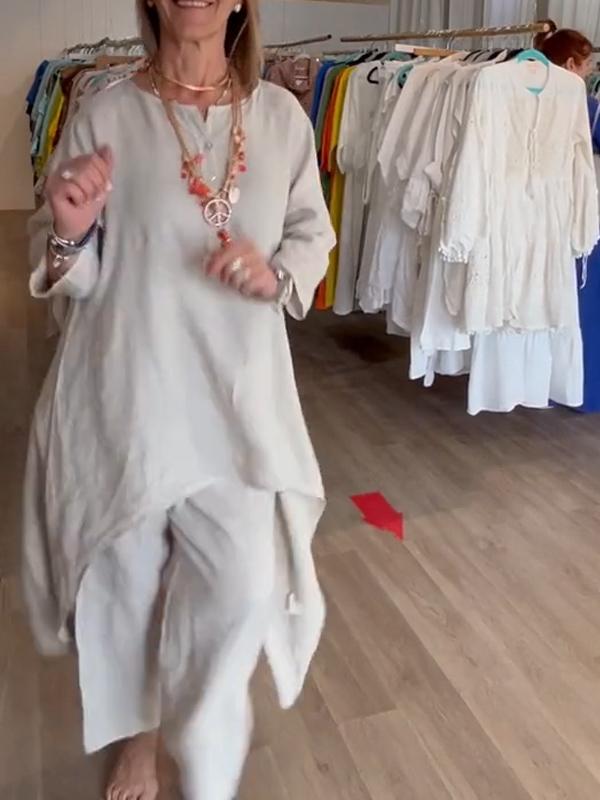 Stacey | Damenleinenanzug in Einheitsfarbe