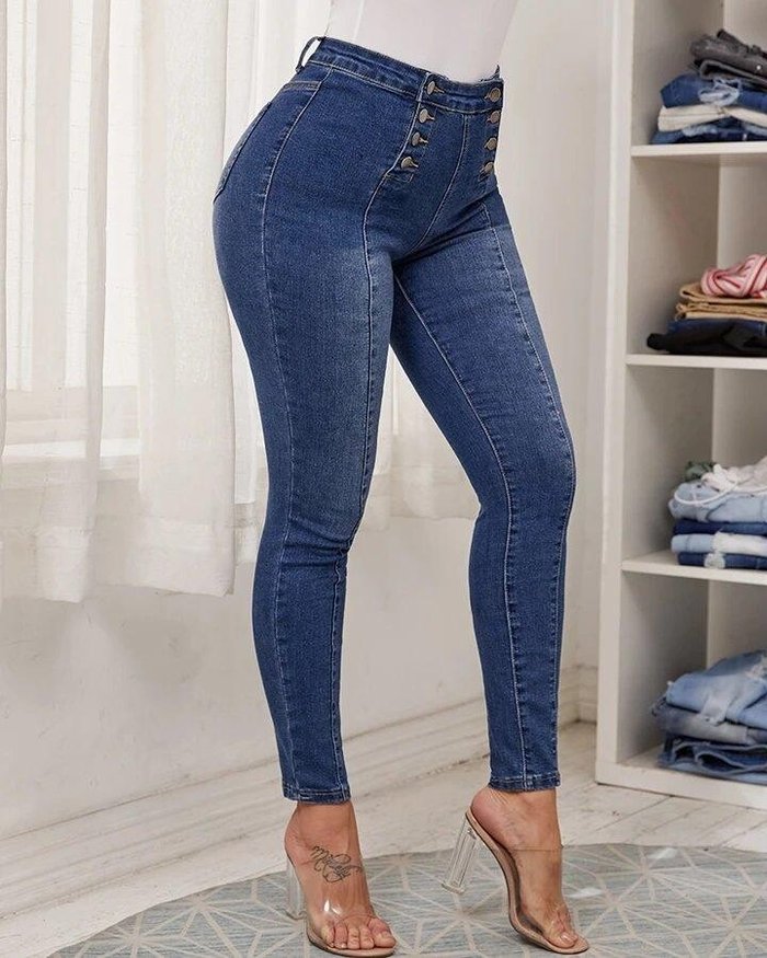Santosa | Skinny-Jeans mit Doppelreißverschluss und hoher Taille