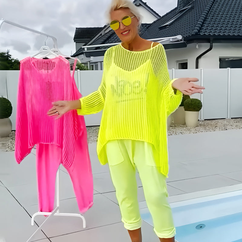 Lynda | Damen-Jumpsuit mit Buchstabendruck + hohler Kittel-Freizeitanzug