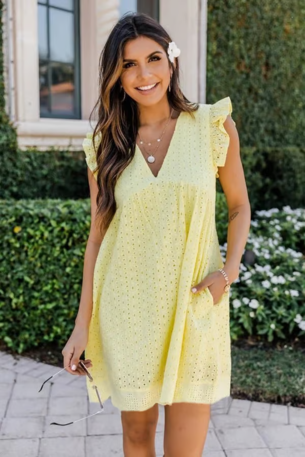 Amelie | Romantischer Rüschen-Romper mit Eyelet-Details