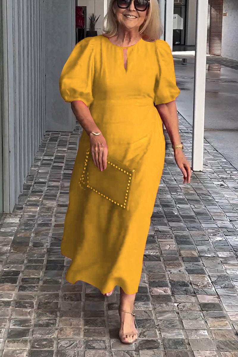 Isla | Einfarbiges Baumwoll-Leinenkleid