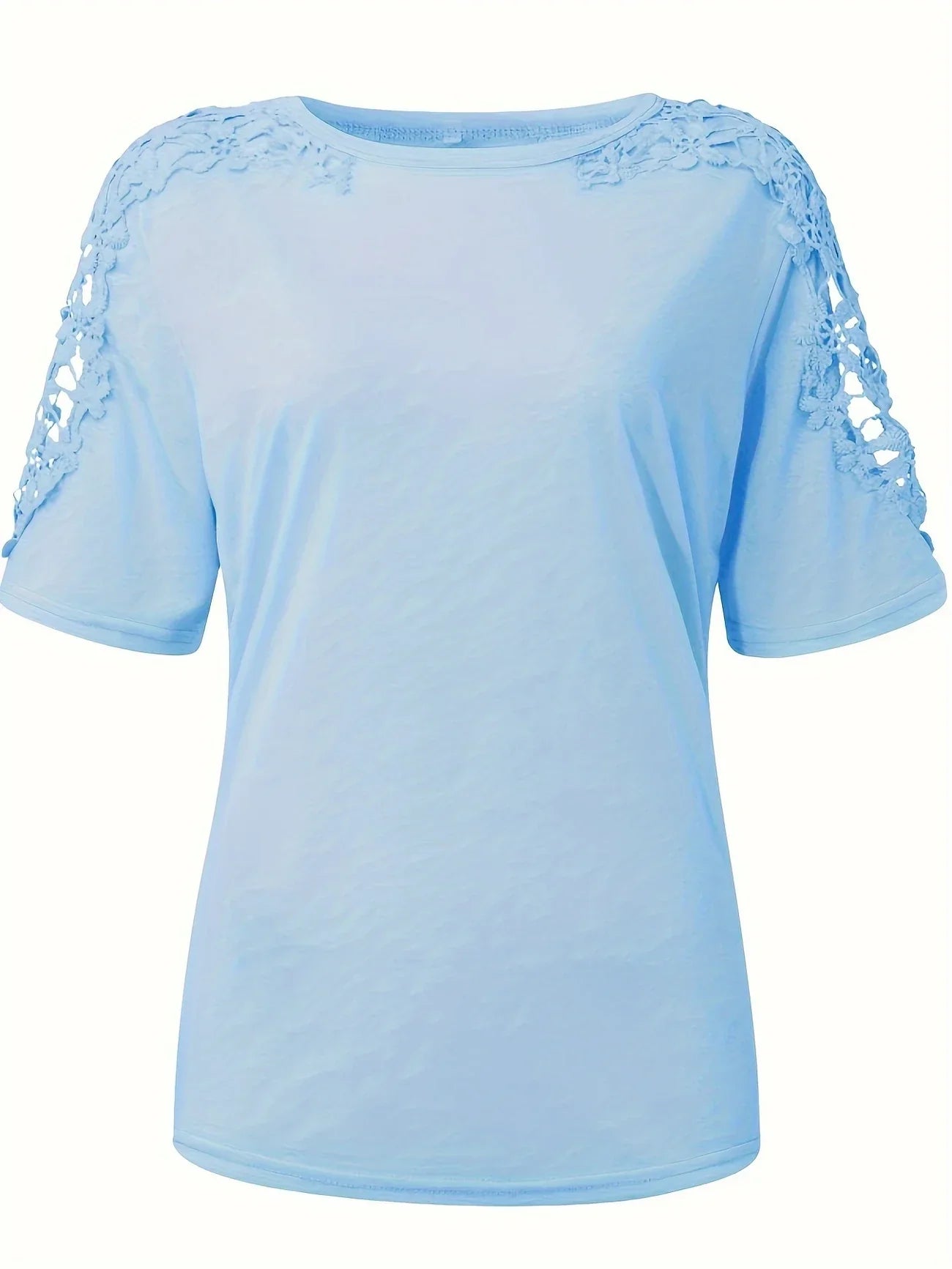 Addison | Elegantes Spitzen-Kurzarm-T-Shirt – Pastellfarben, Sommer, Damen
