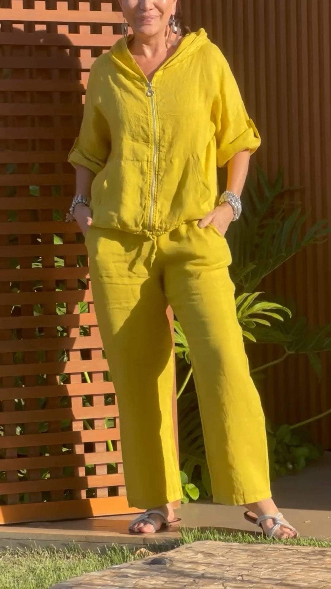 Remy | Zweiteiliger Kapuzenanzug mit Reißverschluss aus Baumwolle und Leinen