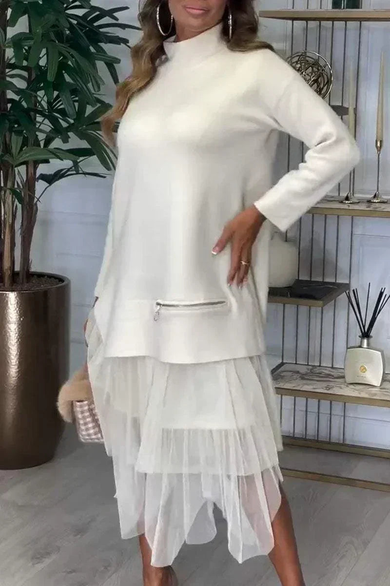 Petra | Elegantes Netz-Patchwork-Kleid für Frauen