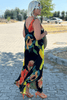 Yuri | Maxi-Chiffonkleid aus Seide mit Blumendruck und U-Ausschnitt