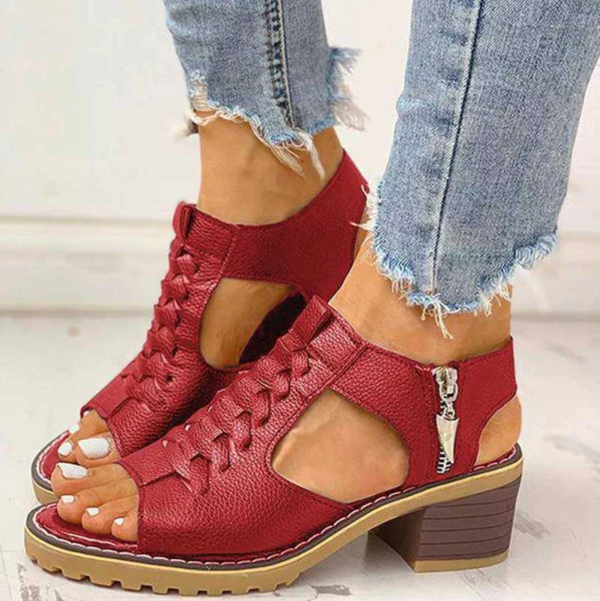 Yusuf | Orthopädische Damen-Sandalen mit Keilabsatz und Seitenschluss